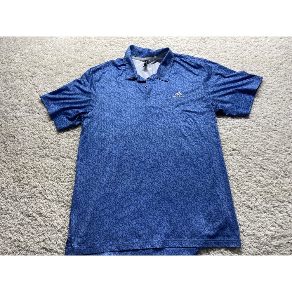 Adidas Blue Floral Golf Polo Short Sleeve Men's XL. EUC